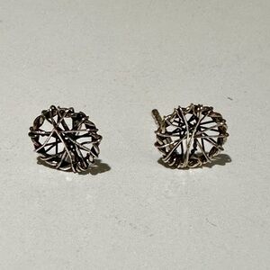 Silver Wire-Wrapped Stud Post Earrings